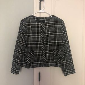 NWOT Zara Plaid Check Navy Crop Jacket